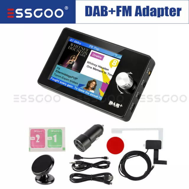 ESSGOO 2.8" Digital DAB+ Autoradio Adapter Bluetooth Wireless FM Transmitter