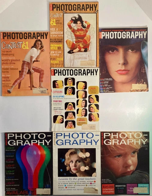 Lote de colección de revistas de fotografía populares 1961 7 de enero-abril octubre-diciembre casi nuevo Lee Remick+