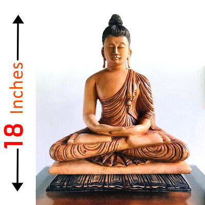 large Wooden Buddha Statue Buddhism Buddhist decor yoga room meditate ornament