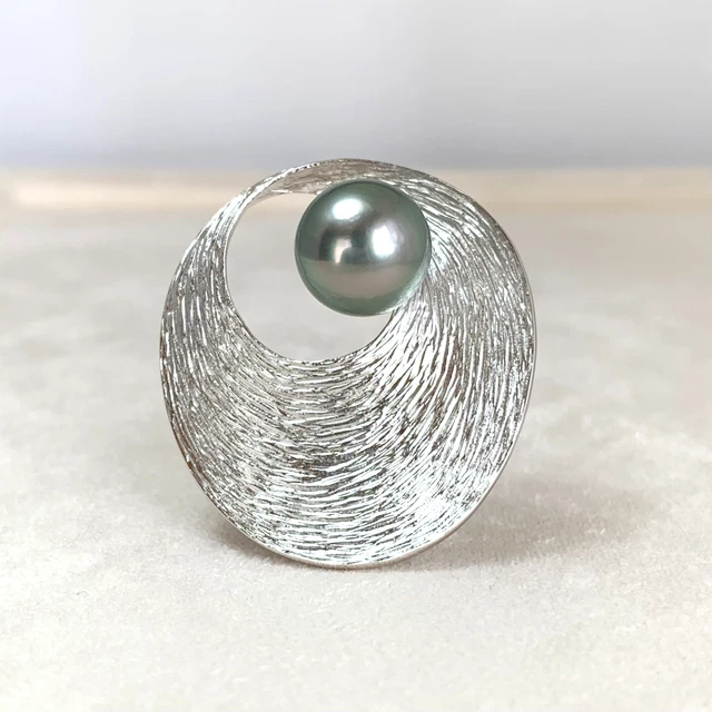 Broche Ovale Années 70 Métal Doré Perles Cabochon Miel - Occasion, Sans Marque