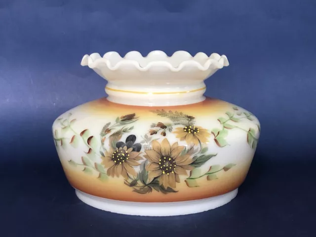 Vintage GWTW 7” Fitter Orange Yellow Hurricane Oil Or Electric Glass Lamp Shade