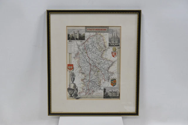 Antique Staffordshire County Map 19th Century by T. Mould c1841 - Vignette Views