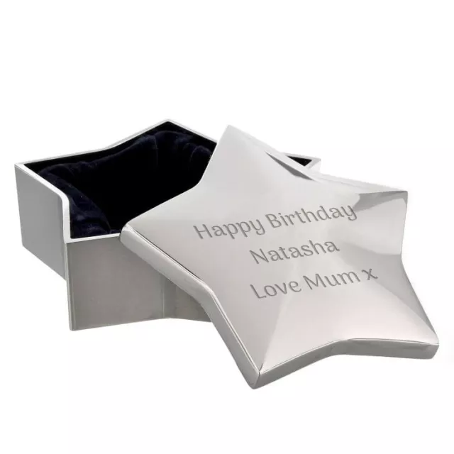 Personalised Silver Plated Star Trinket Box, Engraved Gift