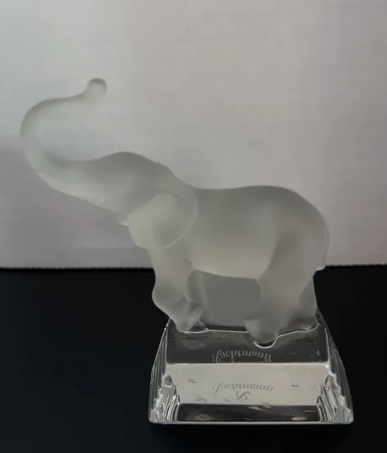 Nachtmann Crystal Elephant Frosted/Clear Base Figurine Paperweight Vintage