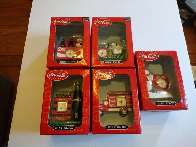 Vtg Coca Cola Retired Mini Clock Lot Of 5 New