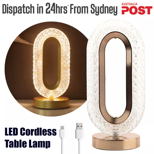 LED Cordless Table Lamp Bedside Touch Control Dimmable Rechargeable Light Oval