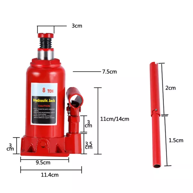 2/4/5/6X Ton Portable Hydraulic Bottle Jack 8Ton Car Truck Caravan Tractors SUV 2