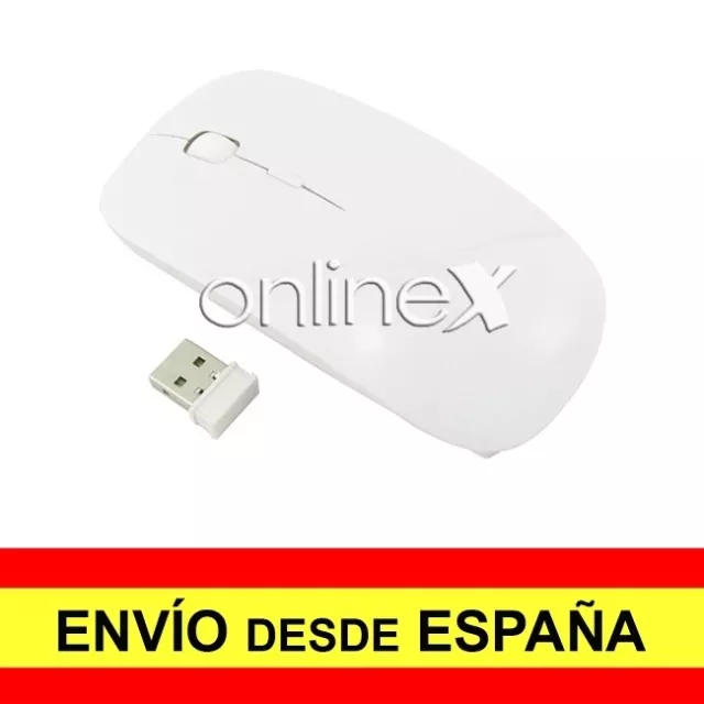 Ratón Inalambrico Óptico LED Diseño Plano USB Blanco a2751