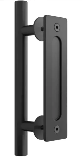 Heavy Duty Sliding Barn Door 12” Pull Handle Hardware Set Round Matte Black