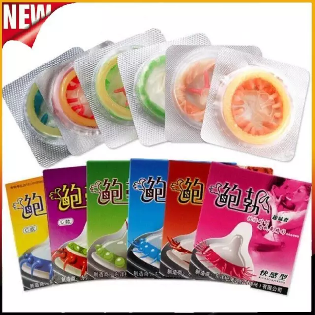 5/10PCS Latex Condoms Adult Sensitive Orgasm Dotted Ribbed Stimulate Vaginal Men