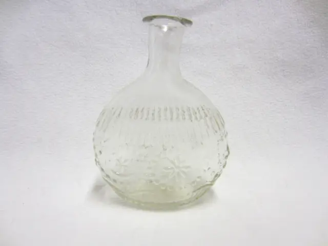 Barocke "Schnapsflasche" - mundgeblasenes Glas um 1780 mit Dekor - Plattflasche