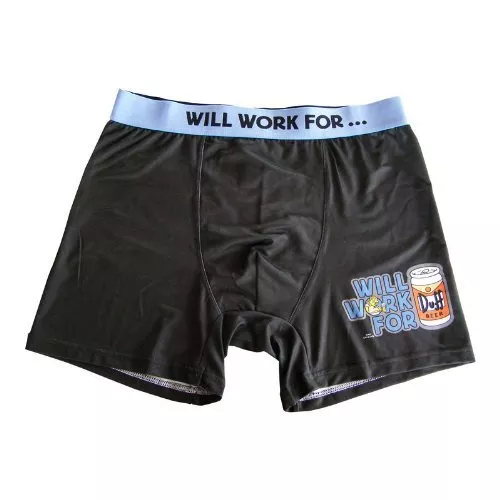 THE SIMPSONS BOXER "WILL WORK FOR DUFF"  Taille M