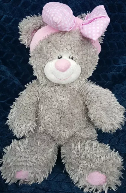 CARD FACTORY TEDWINA Bear Teddy soft toy 30cm grey pink bow 12.00