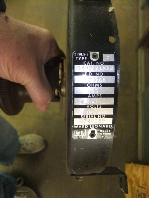 Ward Leonard 80 Ohm  Rheostat Resistor 4.0-1 Amp Rated, 600 Volt #64-2091S10