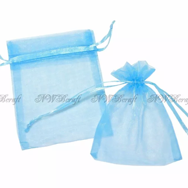 Baby Blue Organza Gift Favour Bags Wedding Jewellery Drawstring Pouches