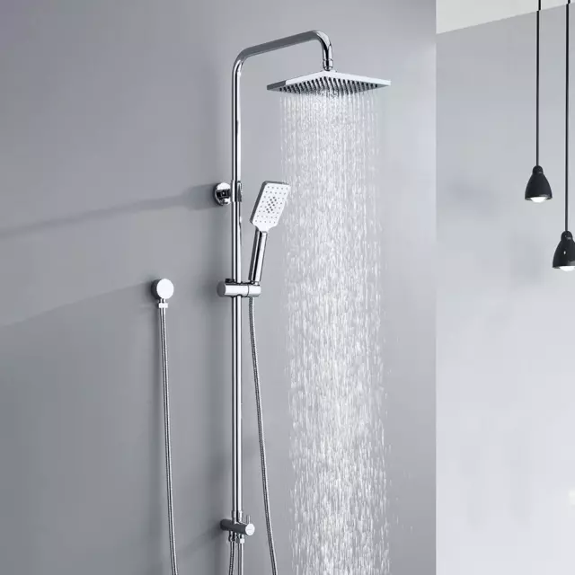 Decaura WELS Twin Hose Shower System 8" Rain Shower Head Set Sliding Rail 3-Mode