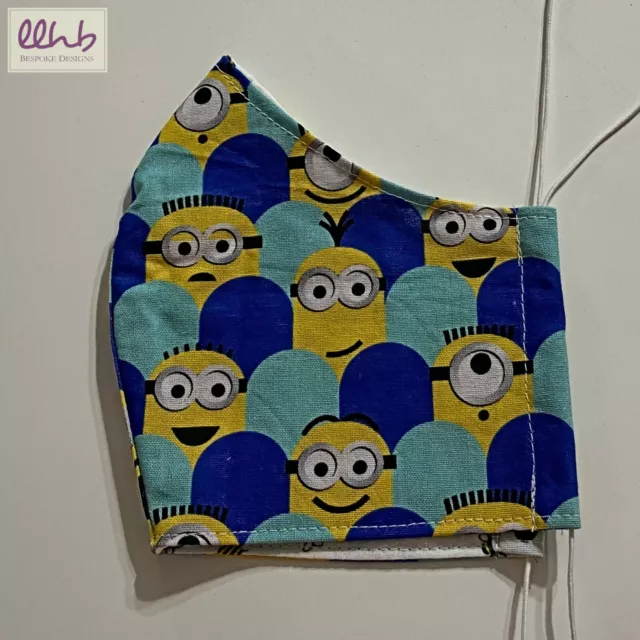 New Fabric Cloth Face Mask Washable Adult XL Size Despicable Me Minions Scallop