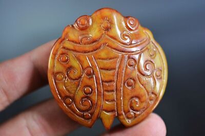 Exquisite Chinese Old Jade Hand Carved *Cicada* Pendant Z2