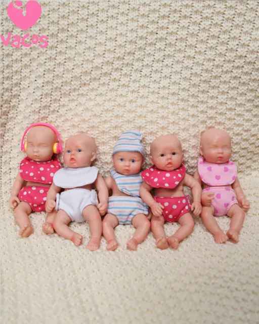 VACOS 6" Full Silicone Mini Reborn Dolls Baby Miniature Doll Realistic Tiny Baby