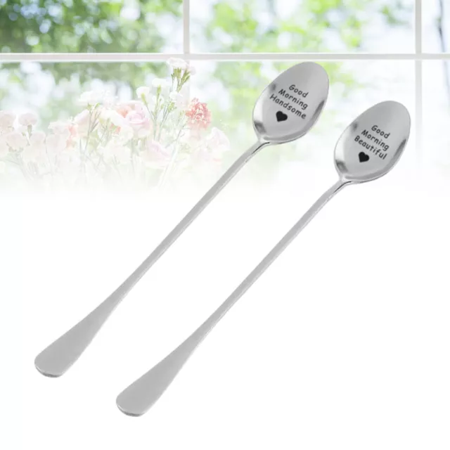 2 Pcs Kitchen Utensil Soup Spoons Stainless Steel Long Handle