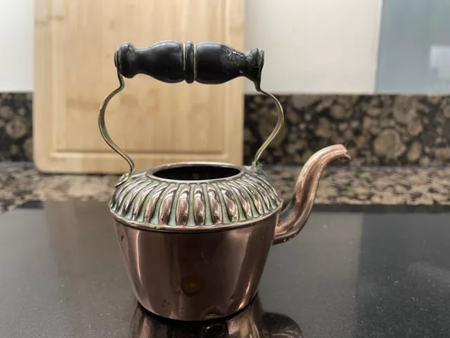 Miniature Antique Copper Kettle with Brass Handle  10 cm  Poss Travellers Sample 2