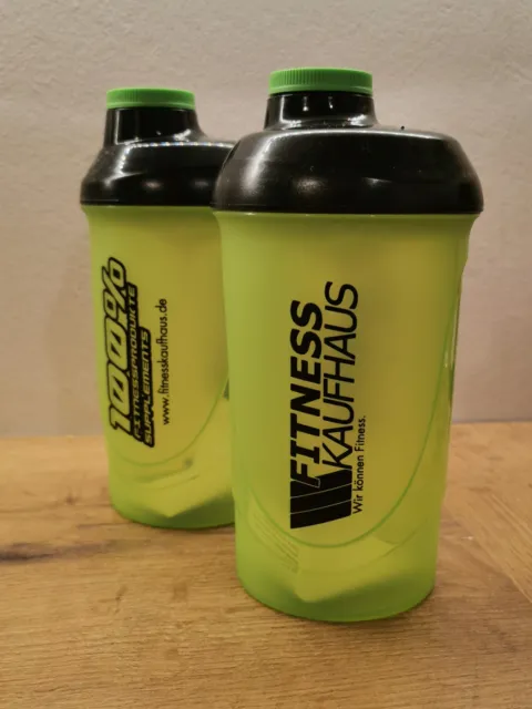 2 x Fitnesskaufhaus Shaker 600ml Eiweiss Protein Mixer Schüttelbecher