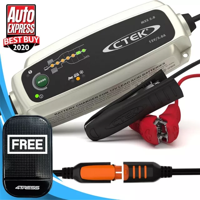 CTEK MXS 3.8 12v 3.8A Car Van Caravan 7 Stage Automatic Smart Battery Charger+M✅