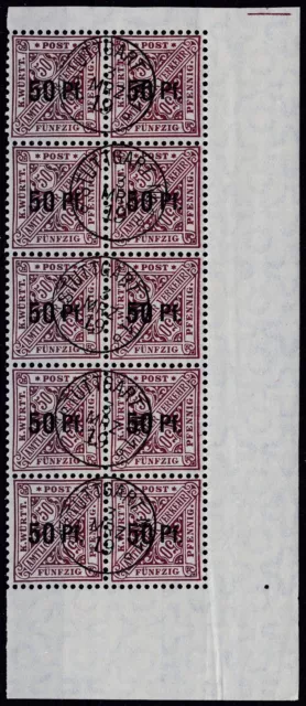 == AD Württemberg Mi. 255, 10er Bogenteil gest. ==