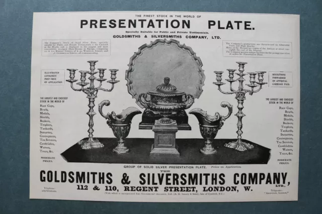 WL10e) Werbung Goldsmiths & Silversmiths Co 1904 Plate Geschirr London England