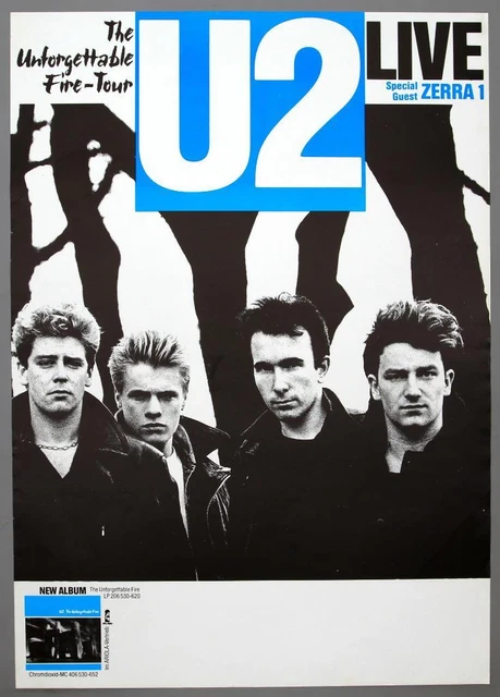 U2 – rare vintage original 1985 THE UNFORGETTABLE FIRE concert poster