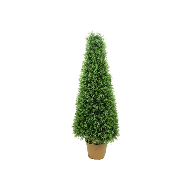 Northlight 4' Potted Two-Tone Artificial Cypress Tower Cone Topiary Tree