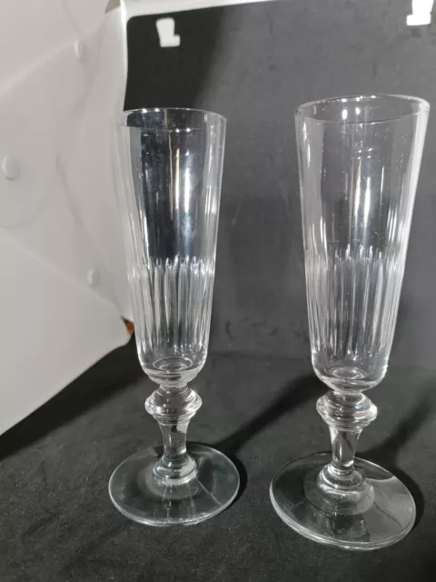 2 Flûtes Anciennes Cristal Baccarat Ou St Louis  Fin XIX Ème Ou Début Xx