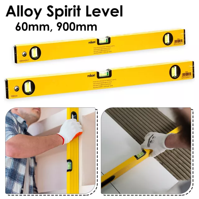 Rolson Alloy Spirit Level Aluminium Trade Tool DIY Home Garage Repair 600/900mm