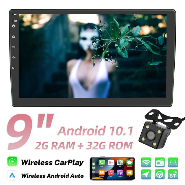9" Double Din Car Stereo Apple/Android CarPlay Radio Touch Screen Bluetooth+CAM