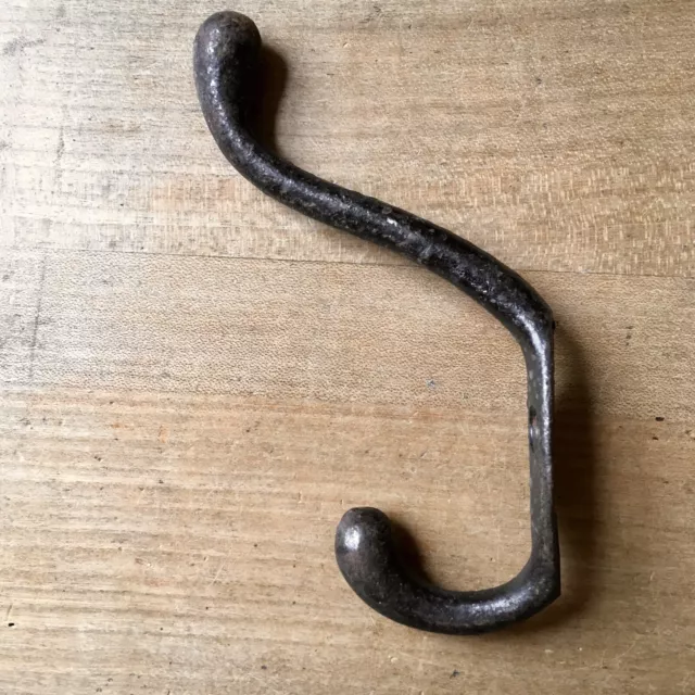 Antique Coat Hook Victorian Cast Iron Vintage Original Reclaimed Old Salvage