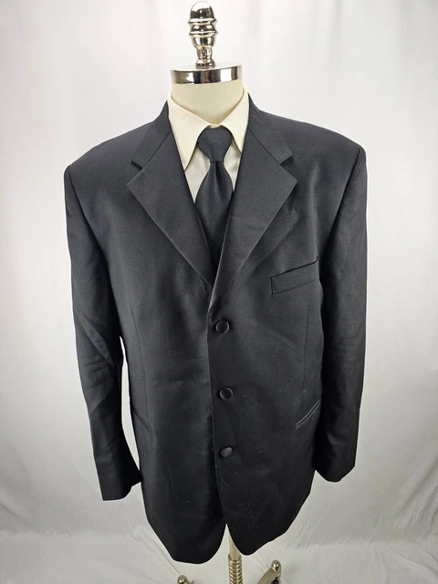 Chiavari Men's Black Super 100 Wool Tuxedo Jacket 46R