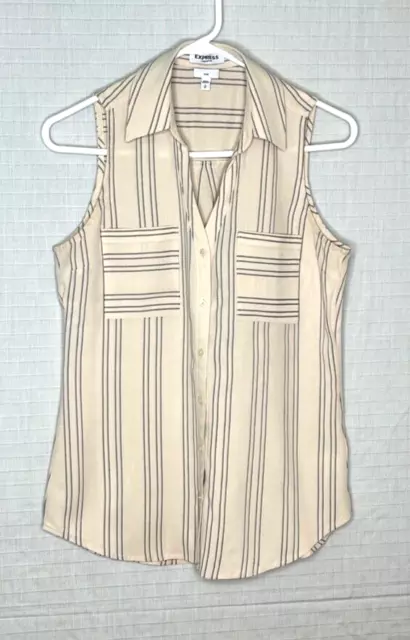 EUC Express Portofino Sleeveless, Striped, Collared, Button Up Shirt Sz S Slim