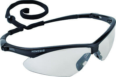 Jackson Nemesis Safety Glasses Black Frame Clear Lens, With Cord, 25676, 1 Pair