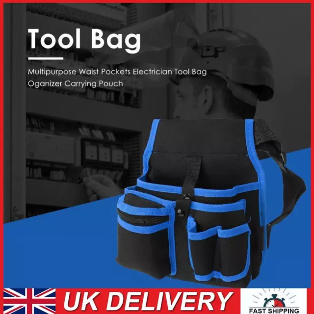 Multipurpose Waist Pocket Electrician Tool Bag Organizer Carry Pouch (Blue)