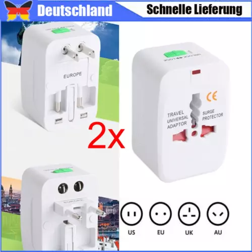 2xUniversal Reiseadapter für 150Länder Welt Netzadapter Steckdose Weltweit Reise