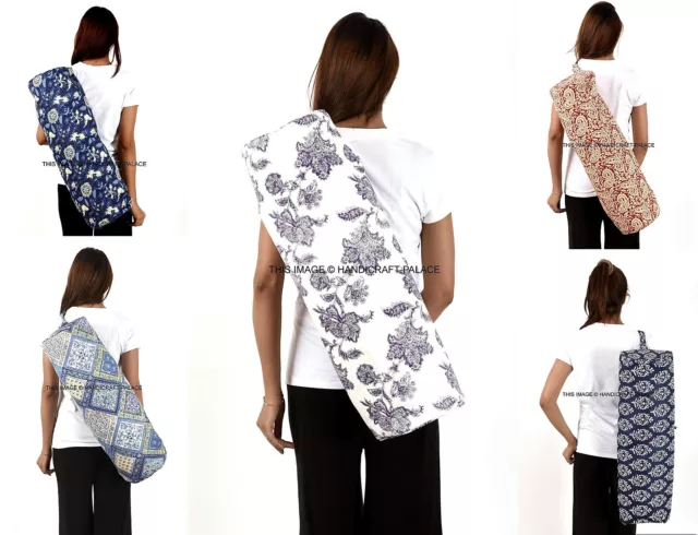 Indian Cotton Floral Print Pilate Bag Handmade Yoga Bag Mat Carrier Bag Sports