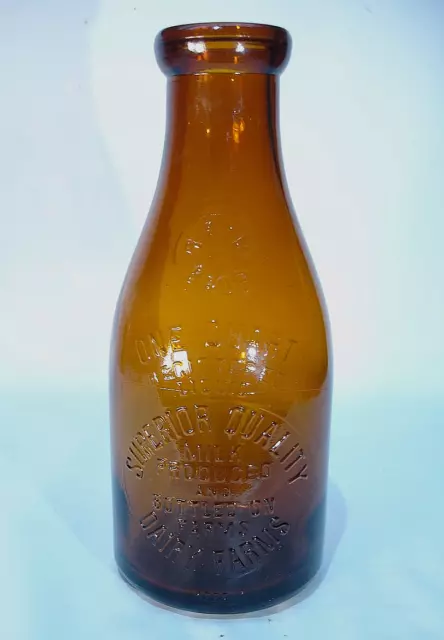 Amber Quart Milk Rath Bros Pittsford Ny Butter Milk? Superior Dairy Bottle