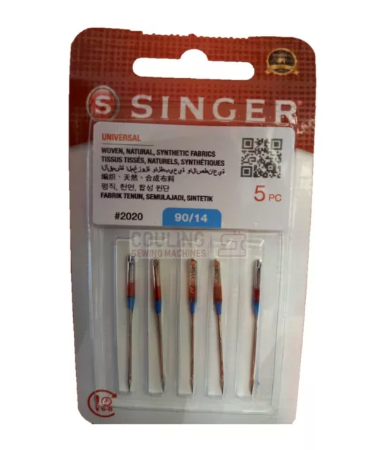 GENUINE SINGER SEWING MACHINE STANDARD NEEDLES - Medium woven Fabrics 90/14