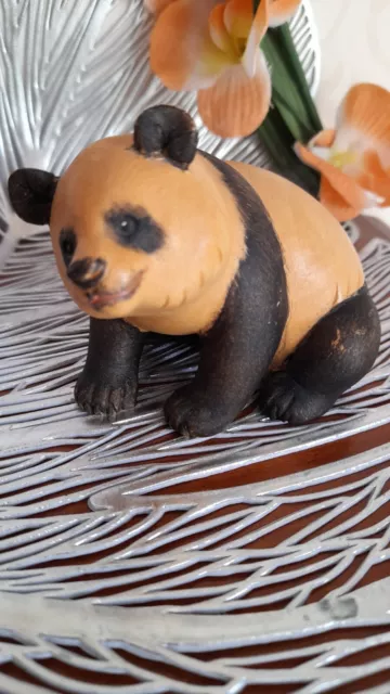 Alte allerliebste seltene Pandabären Figur, bemalte Holzarbeit, Höhe: 7cm, TOP !