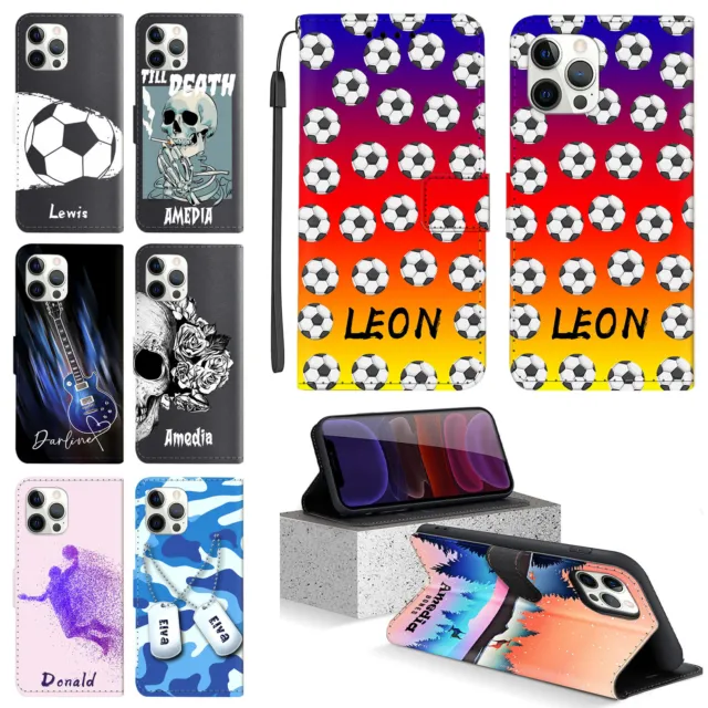 Personalised Wallet Flip Leather Case Cover For iPhone 15 Pro Max 14 13 12 11 8