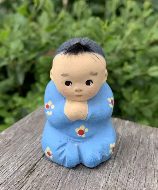 Charming Little Pottery Child Baby Figurine Clay Statue Asian Chinese Mini 5cm