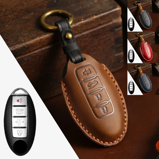 Genuine Leather Car Key Case Cover For Infiniti Q50 Q60 For Nissan Altima GT-R