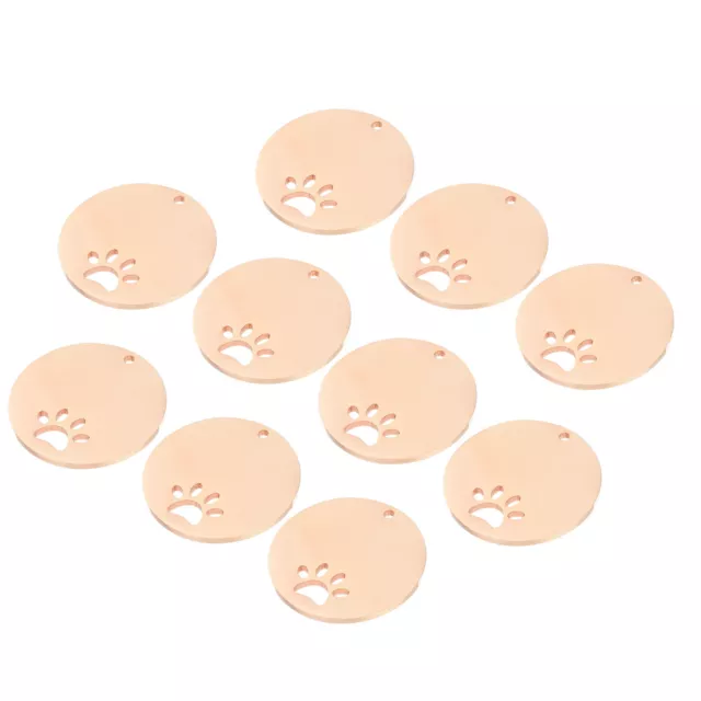 Metal Dog Paw Tags Stamping, 1.18"x1.18" Rose Gold Blank Tag DIY Engraving 10pcs