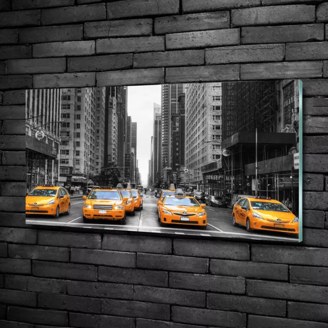 Glas-Bild Wandbilder Druck auf Glas 100x50 Deko Fahrzeuge Taxis New York