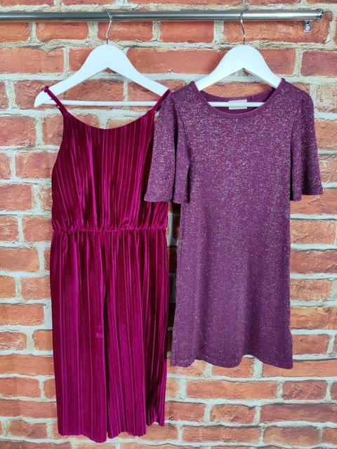 Girls Bundle Age 6-7 Years Next M&S Dress Jumpsuit Pink Sparkle Party Kids 122Cm